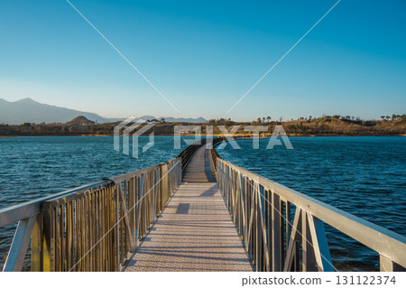 Floating bridge over Yeongrang Lake in Sokcho, South Korea 131122374