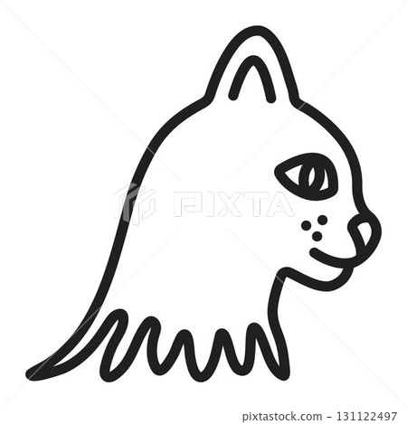 Cat muzzle single line icon, cute kitty in profile, black simple vector monochrome pictogram, outline illustration Cat muzzle single line icon, cute kitty in profile, black simple vector monochrome pictogram, outline illustration 131122497