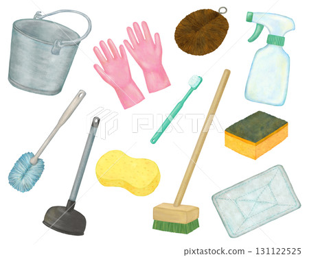 Water-related cleaning tool illustration set 131122525