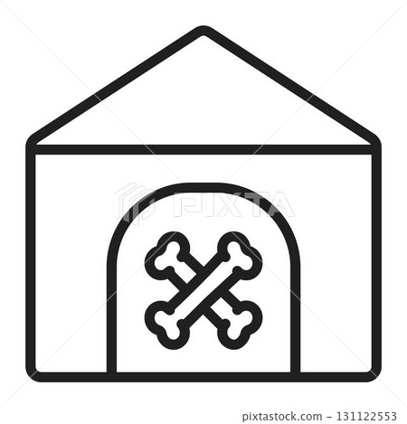 Dog house line icon, black sign, vector single monochrome illustration Dog house line icon, black sign, vector single monochrome illustration 131122553