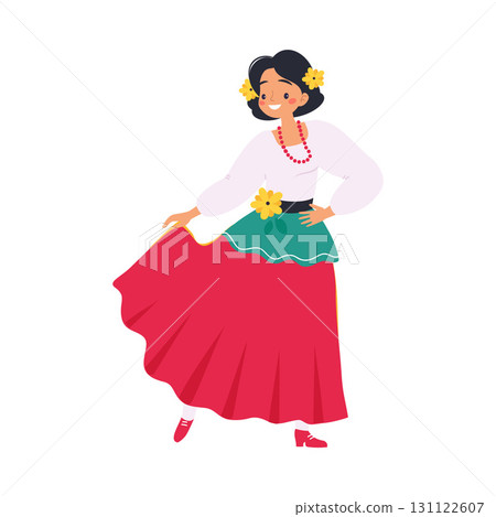 Mexican Woman Character in Traditional Clothes Vector Illustration Mexican Woman Character in Traditional Clothes Vector Illustration 131122607