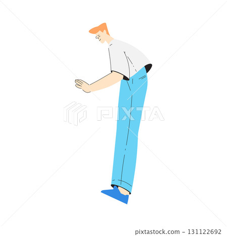 Mental Health with Man Character Give Hand Support Gesture to Overcome Difficulty Vector Illustration 131122692