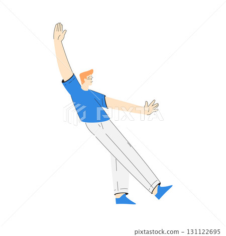 Mental Health with Man Character Give Hand Support Gesture to Overcome Difficulty Vector Illustration 131122695