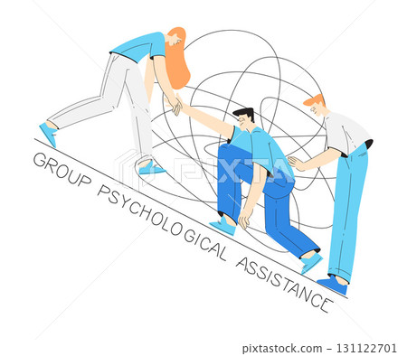 Mental Health with Man Character with Psychological Disorder in Group Psychological Assistance Vector Illustration Mental Health with Man Character with Psychological Disorder in Group Psychological Assistance Vector Illustration 131122701