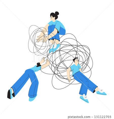 Mental Health with Man and Woman Character with Psychological Disorder Vector Illustration 131122703