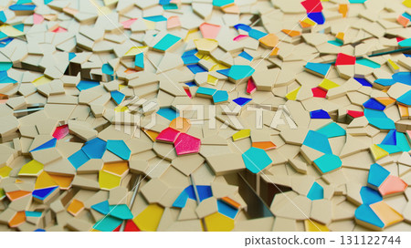 Colorful Geometric Triangles on Beige Background 131122744