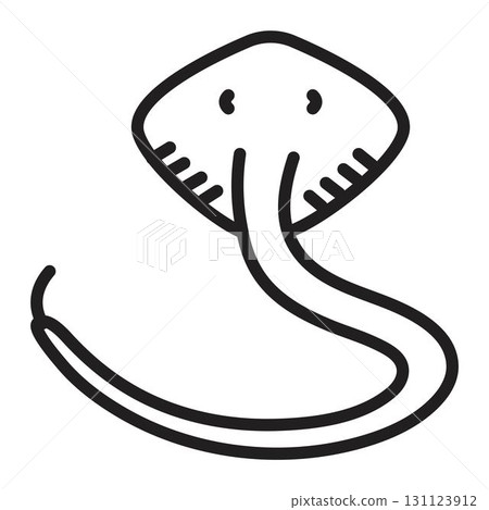 Black line stingray, vector monochrome nautical illustration, sign Black line stingray, vector monochrome nautical illustration, sign 131123912