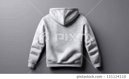 Gray Hoodie Back View Isolated on a Neutral Background. 131124118