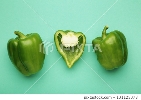 Green sweet pepper bell on mint background 131125378