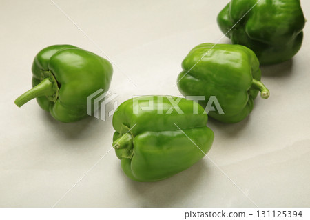 Green sweet pepper bell on light background Green sweet pepper bell on light background 131125394