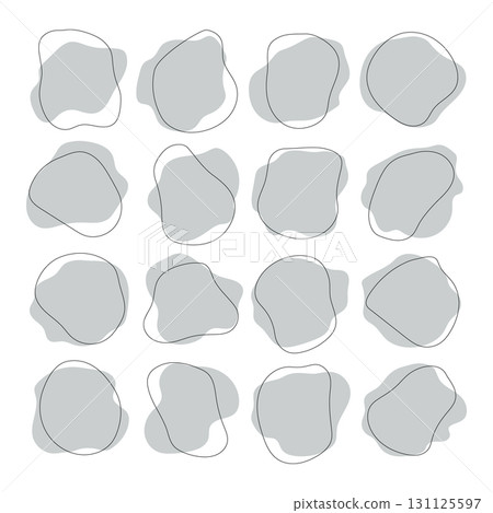 Abstract gray shapes with outlines creating a minimalist design suitable for various backgrounds 131125597
