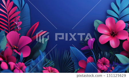 Vibrant floral arrangement with pink and blue leaves, creating calming atmosphere. Perfect for backgrounds or design elements Vibrant floral arrangement with pink and blue leaves, creating calming atmosphere. Perfect for backgrounds or design elements 131125629
