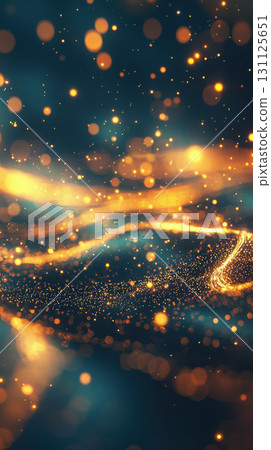 Abstract glowing streams moving through rhythmic motions create calming atmosphere filled with shimmering lights and vibrant colors 131125651