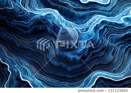 Abstract rippling gradients in calming blue tones create peaceful energy. flowing lines evoke sense of tranquility and depth, inviting contemplation 131125683