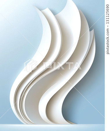 Elegant abstract design featuring flowing white shapes against soft blue background, creating serene and peaceful visual experience Elegant abstract design featuring flowing white shapes against soft blue background, creating serene and peaceful visual experience 131125690