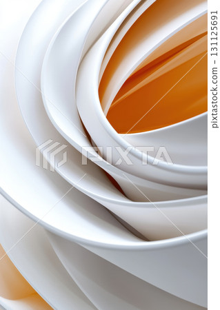 Abstract tidal inspired shapes flowing seamlessly create tranquil aesthetic, blending soft curves and warm tones. This composition evokes sense of calm and fluidity 131125691