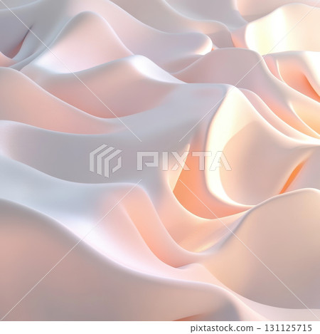 Soft, flowing fabric with gentle waves and pastel color palette creates calming and serene atmosphere. smooth texture enhances visual appeal 131125715