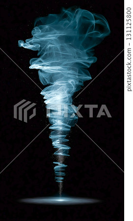 Fantastic smoke surrounded by glowing particles, abstract swirling stream of light 131125800