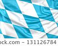 Ruffled Flag of Bavaria, Free State of Bavaria, Germany. 3D Rendering 131126784