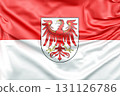 Ruffled Flag of Brandenburg, Germany. 3D Rendering 131126786