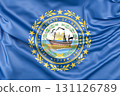 Ruffled Flag of New Hampshire, USA. 3D Rendering 131126789