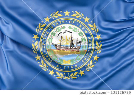 Ruffled Flag of New Hampshire, USA. 3D Rendering Ruffled Flag of New Hampshire, USA. 3D Rendering 131126789