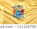 Ruffled flag of New Jersey, USA. 3D Rendering 131126790