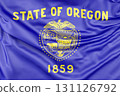 Ruffled Flag of Oregon, USA. 3D Rendering 131126792