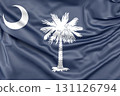 Ruffled flag of South Carolina, USA. 3D Rendering 131126794