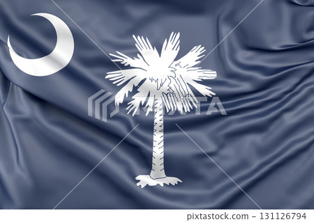 Ruffled flag of South Carolina, USA. 3D Rendering Ruffled flag of South Carolina, USA. 3D Rendering 131126794