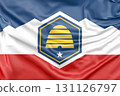 Ruffled flag of Utah, USA. 3D Rendering 131126797