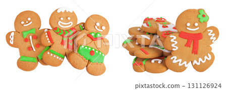christmas gingerbread cookie isolated on white background christmas gingerbread cookie isolated on white background 131126924
