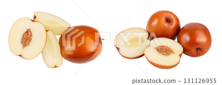jujube or chinese date isolated on white background. Top view. Flat lay jujube or chinese date isolated on white background. Top view. Flat lay 131126955