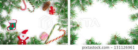 Christmas frame decorated isolated on white background with copy space for your text Christmas frame decorated isolated on white background with copy space for your text 131126961