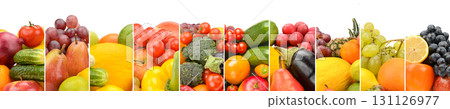 Fresh and colorful fruits and vegetables as a header or banner. 131126977