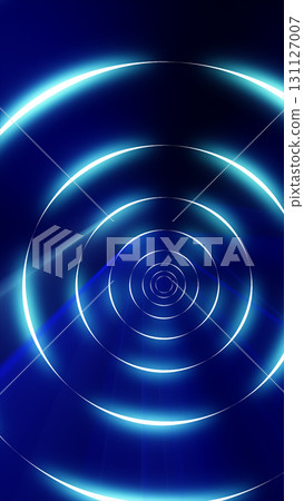 Abstract glowing blue concentric circles forming a futuristic tunnel effect 131127007