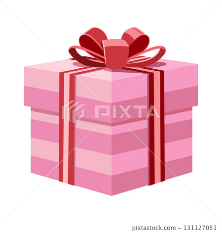 Gift box with a decorative bow and ribbon for Valentine Day vector illustration 131127051