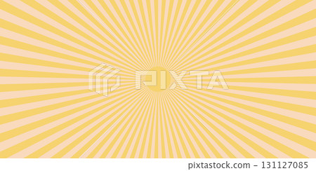 Sun ray abstract background with retro sunrise effect in soft yellow tones. Sun ray vector illustration for groovy vintage posters, summer wallpapers, and digital design. Sun ray abstract background with retro sunrise effect in soft yellow tones. Sun ray vector illustration for groovy vintage posters, summer wallpapers, and digital design. 131127085