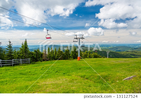 Panoramic view of Krkonose hill in national park, Czech Republic. Summer hiking in nature. Panoramic view of Krkonose hill in national park, Czech Republic. Summer hiking in nature. 131127524