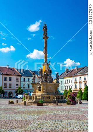The Main Square and the Plague Column built in 1717-1720 in the Moravian Trebova (Moravska Trebova), Moravia, Czech Republic The Main Square and the Plague Column built in 1717-1720 in the Moravian Trebova (Moravska Trebova), Moravia, Czech Republic 131127979