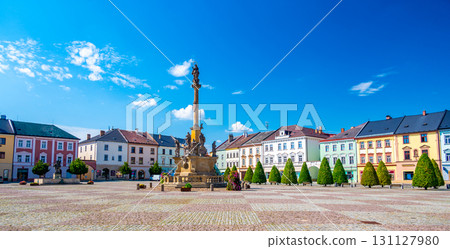 The Main Square and the Plague Column built in 1717-1720 in the Moravian Trebova (Moravska Trebova), Moravia, Czech Republic The Main Square and the Plague Column built in 1717-1720 in the Moravian Trebova (Moravska Trebova), Moravia, Czech Republic 131127980