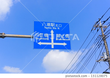 Blue sign at Yashio Takumibashi and Shiodomebashi 131128075