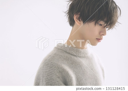 Handsome men wearing knitwear, fashion, hairstyle 131128415
