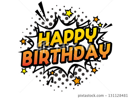 Birthday comic book style logo 131128481