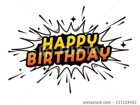 Birthday comic book style logo 131128482