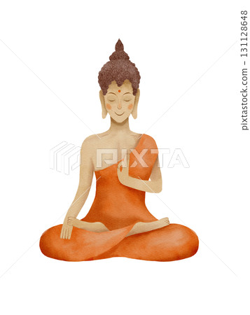 A Serene Buddha depicted in a tranquil Meditation Pose exuding peaceful energy and calmness 131128648