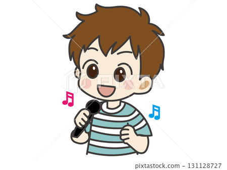 一個男孩在唱一首歌 131128727