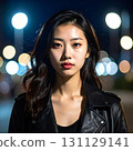 A black leather jacket that stands out in the night city, a powerful and sophisticated beauty 131129141
