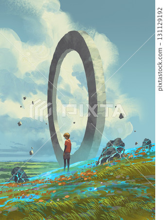 Boy Standing Before Mysterious Stone Ring 131129192