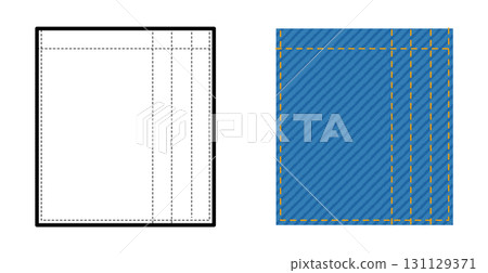Pencil Pocket Jeans technical fashion illustration. Flat apparel line template and color. Women, men unisex style Pencil Pocket Jeans technical fashion illustration. Flat apparel line template and color. Women, men unisex style 131129371